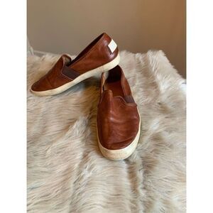 Frye Ivy Slip On Comfort Sneakers, Women's size 6.5 Cognac, Distressed leather